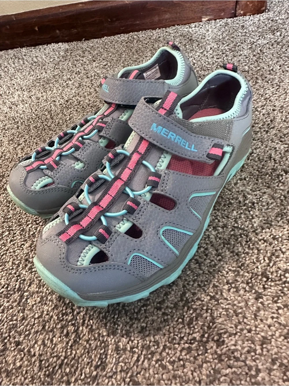 Merrell Kids Gray Teal Pink Water Shoes